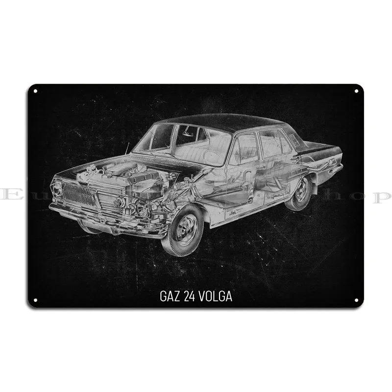 Gaz24 Volga Metal Signs Mural Painting Pub Character Garage Tin Sign Poster