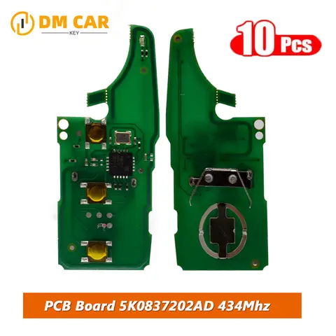 DMKEY 10pcs remote key PCB electronic circuit board 434Mhz for VW Tiguan Touran Caddy Beetle Jetta Eos Golf Polo Hella 5K0837202