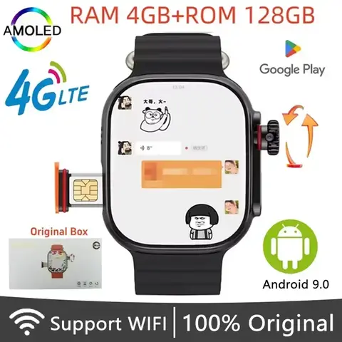 CDS9 S9 S10 Ultra 4G Android SmartWatch With Rotating Camera WiFi GPS 4g SIM Card Game PK Google Play Store Smartwatch For Men