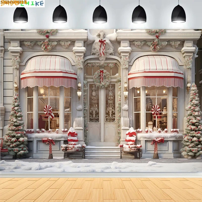 

Festive Christmas Room Fireplace Photography Backdrops Winter New Year Holidays Party Xmas Tree Window Photo Background BR-18