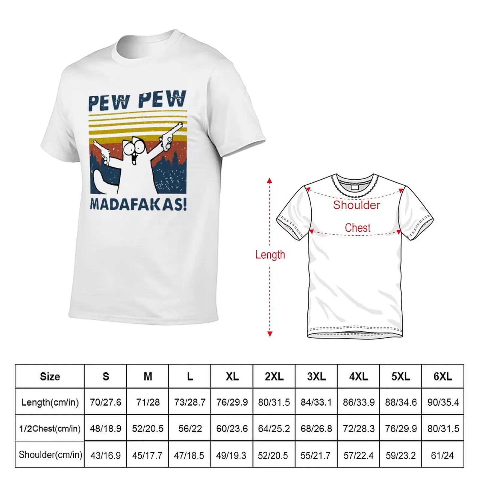 Pew pew Madafakas Cat T-Shirt oversized customs design your own Men's cotton t-shirt