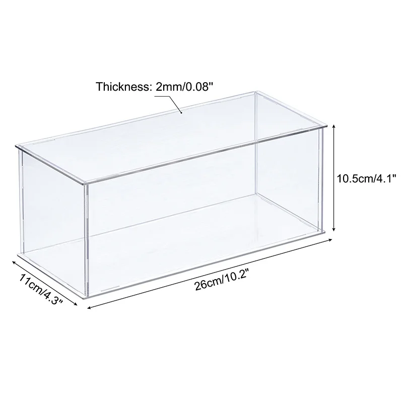 Boîte De Présentation En Acrylique Transparent Avec Couvercle, Petites Vitrines Pour Objets De Collection/Figurines, Boîte De Rangement Anti poussière(L*w 10x6/25x15cm,H 4/10cm