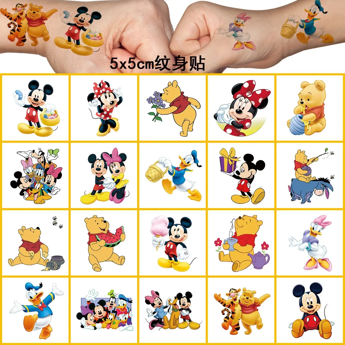 

Disney Cute Mickey Mouse Tattoo Sticker Cartoon Minnie Winnie Pooh Donald Duck Anime Sticker Accessories Kid Birthday Party Gift