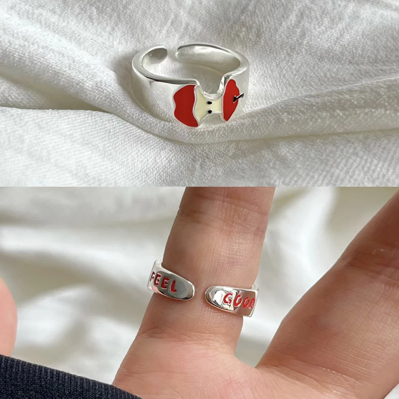 Anillo dividido de Navidad de manzana, bonito y creativo, decoración navideña Simple y versátil, joyería de Feliz Año Nuevo, accesorios para regalos, 1 ud.