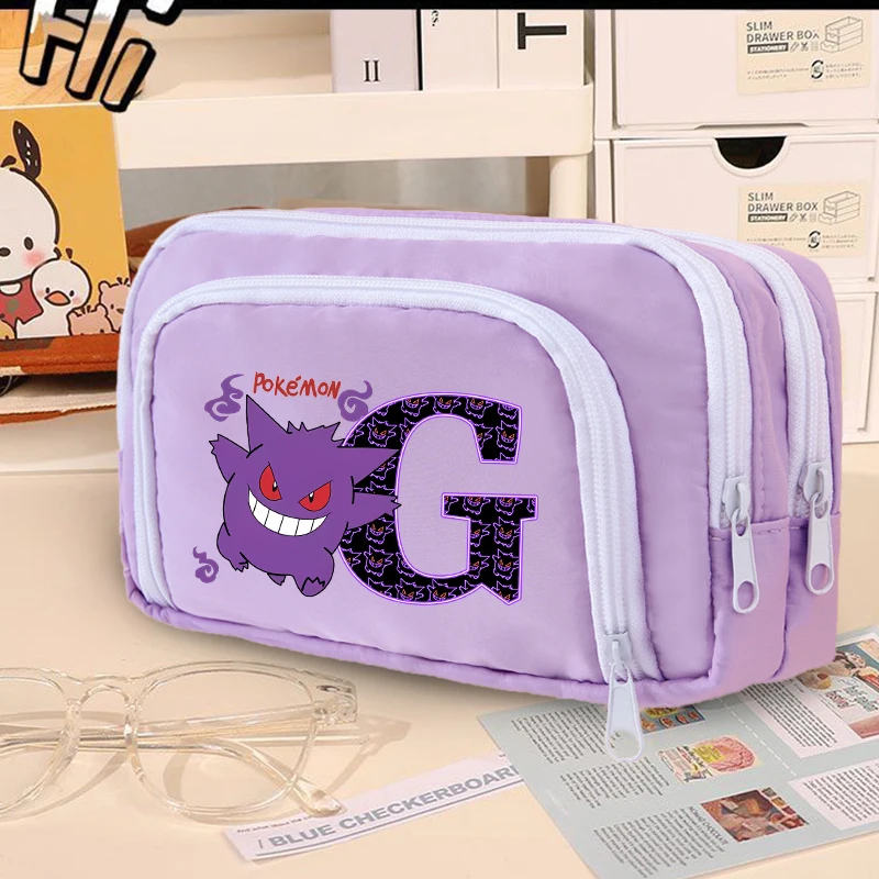 

New Pokemons Pencil Case Cartoon Anime 26 Letter Pattern Pen Bag Student Large Capacity Multi-layer Pencil Bags Stationery Gift