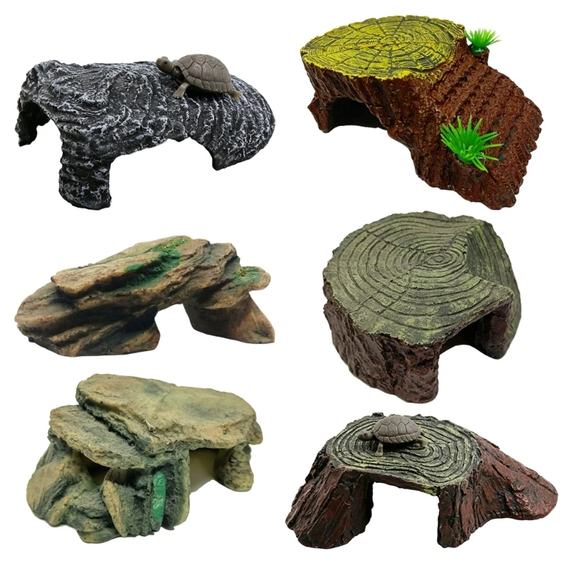 Artistic Resins Reptiles Cave With Hide Spots And Basking Platform Safe Resins Reptiles Accessory For Small Animals J0MC