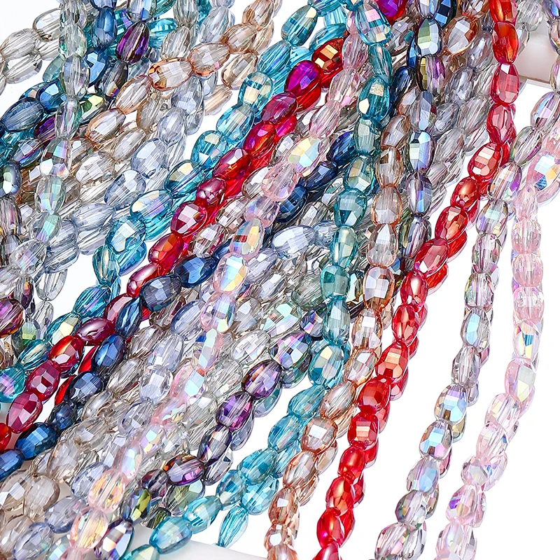 

10 Colors 6x8mm Faceted Glass Beads Loose Craft Spacer Beads for DIY Jewelry Bracelet Necklace Earring Keychain Making Crafts