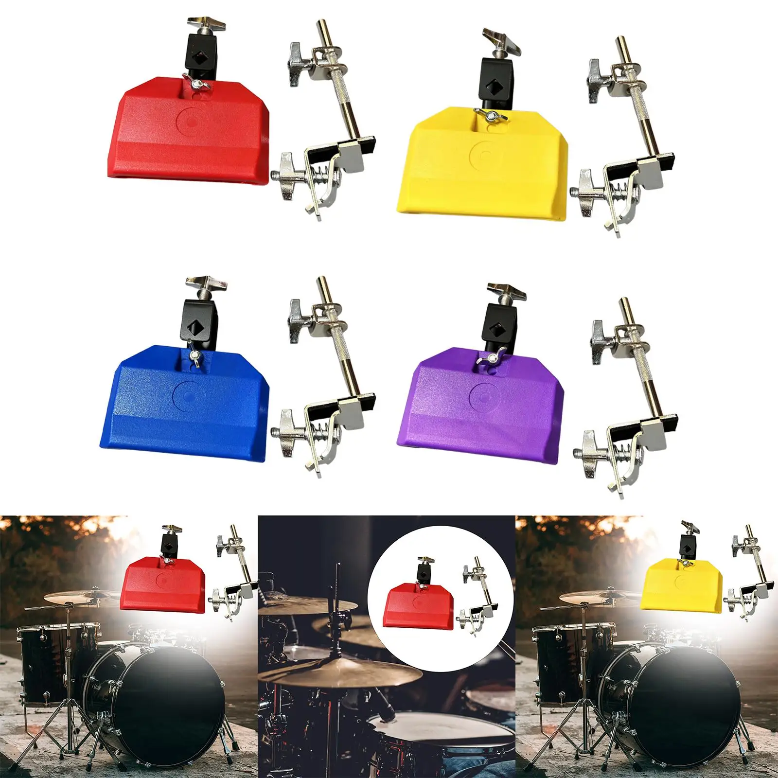 High Pitched Cowbell with Holder Clamp Easy Installation for Events Party