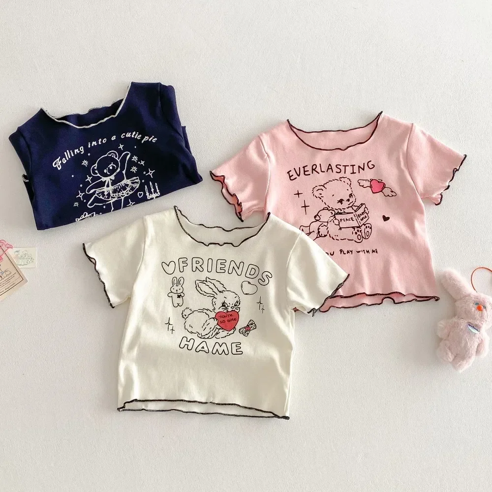 18M-5-year-old Baby Casual Clothes Cute Cartoon Animal Print Short Sleeved T-shirt Boys and Girls Daily Versatile Summer New