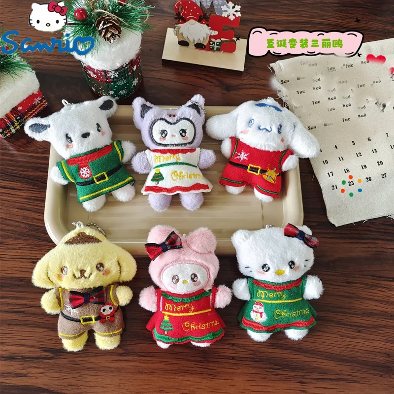 

Christmas Sanrio Kuromi Cross-dressing Plush Doll Kawaii Hello Kitty Hanging Girls Diy Change Shape Melody Doll Bag Accessories