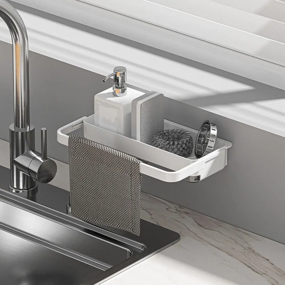 

Пластиковая Полка для раковины, Белый Выдвижной стеллаж для хранения в душе, самосливающийся съемный поднос, стеллаж для хранения шампуня для кухни