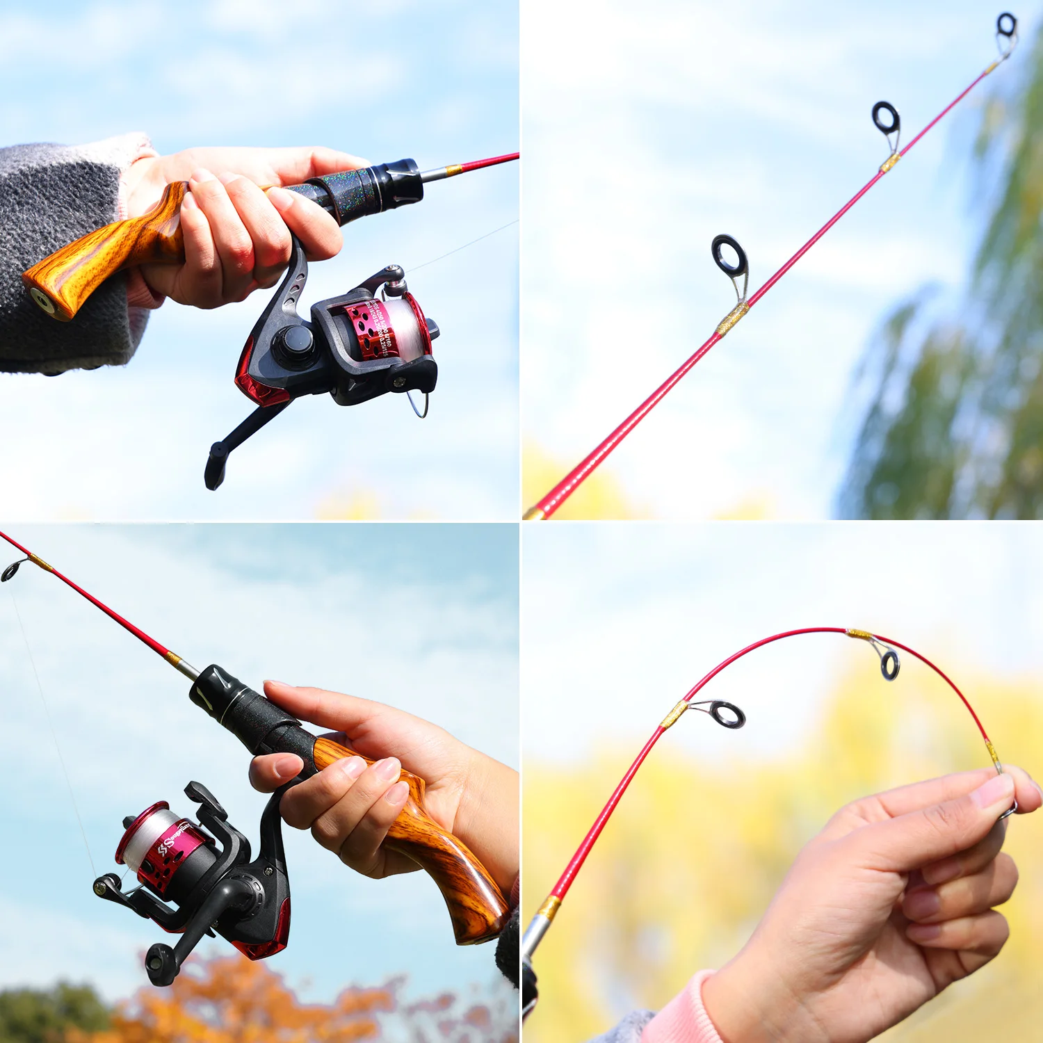 Sougayilang Ice Fishing Rod 2 Sections High Carbon Fiber Ice Rods with Power Two Rod Tips Max Drag 8Kg Fishing on The Ice image 5