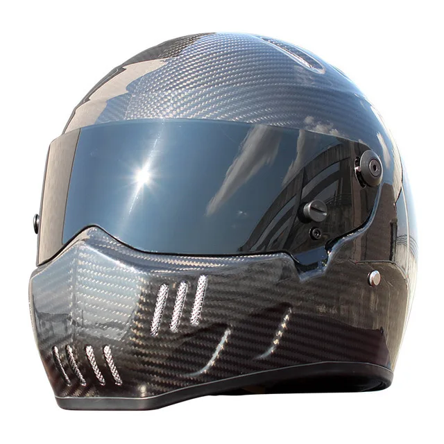 High Quality S/M/L/XL/XXL Black Carbon Fiber Motocross Racing Helmet ATV Motorcycle Full Face Helmet