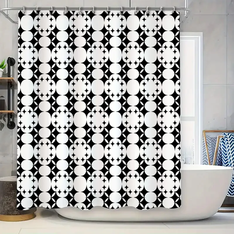

Черно-белая занавеска для душа с декоративным рисунком и водоотталкивающей полиэфирной ткани, принадлежности для украшения ванной комнаты для Ho