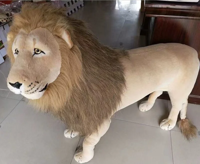 

110*85cm Animal African Lion Can Ride Children Mount Cool Standing Lion Lively Model Plush toy room decor ornament Kids Gift