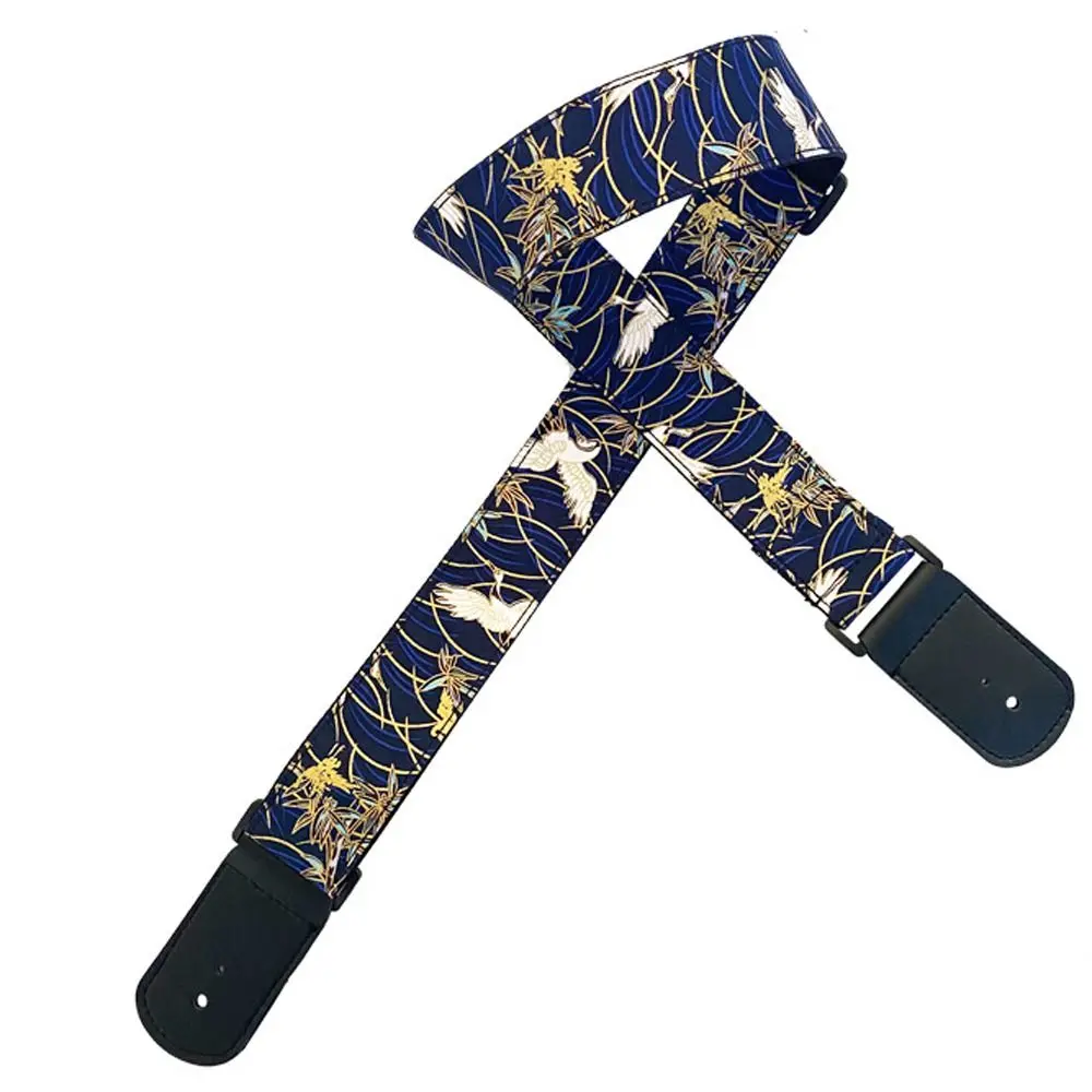 Sangle de guitare Vintage fleur de cerisier brodée impression ceintures de guitare électrique vagues papillon guitare ceinture d'épaule basse