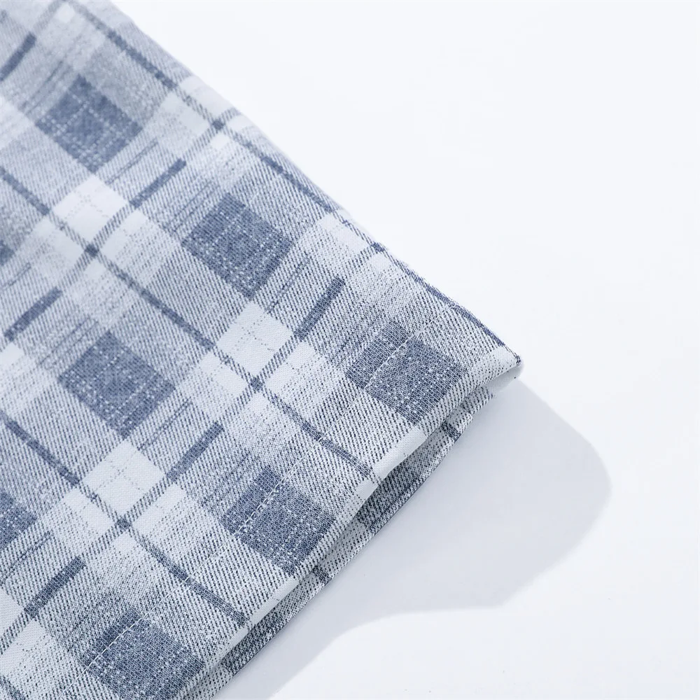 MWJLPWQ Pleated Plaid Trousers For Men Trendy Street Style Unique Button Placket Design Drapey Loose Wide-Leg Pants Autumn 16925
