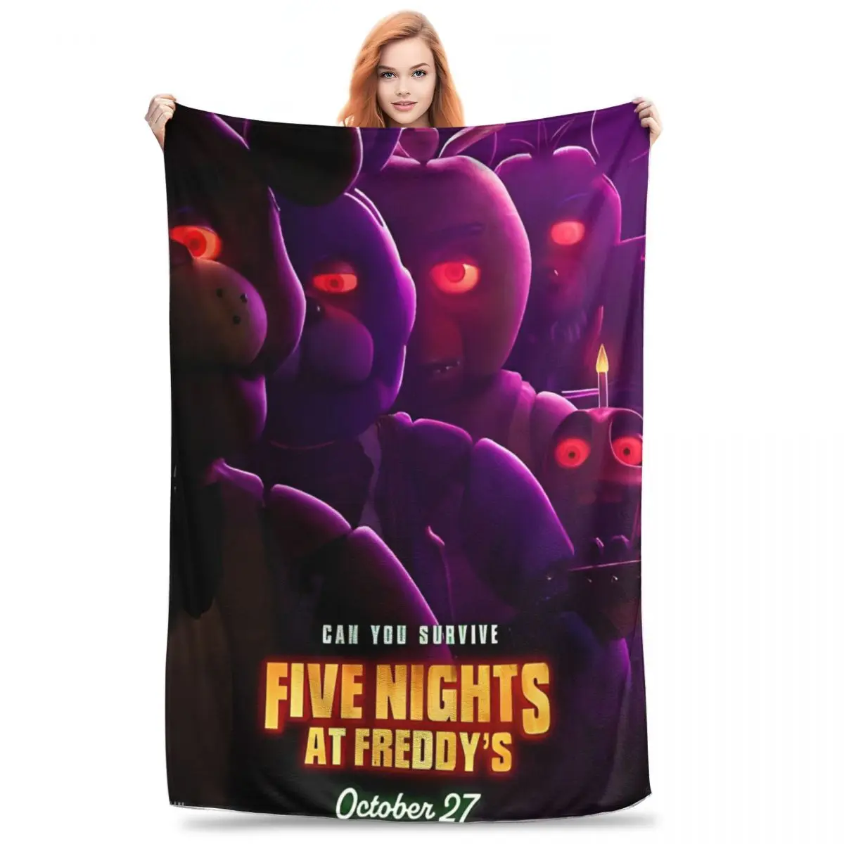 Five N-Nights Game Throw Blanket for Couch Soft F-Freddyse Fuzzy Plush Blanket Multi-size Bedspread for All Seasons