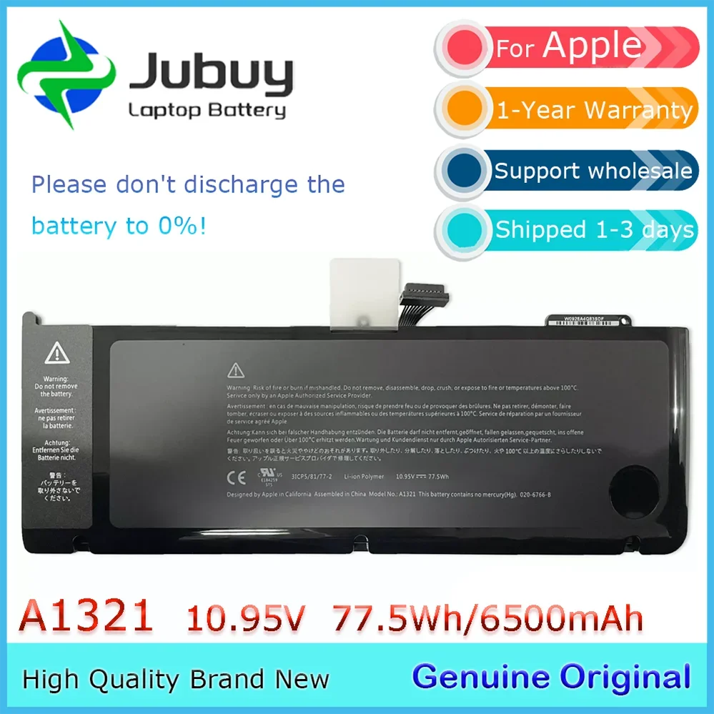 

Оригинальный аккумулятор для ноутбука A1321 10,95 В, 77,5 Втч для Apple MacBook Pro 15 дюймов A1286, середина 2009 г., середина 2010 г., MC118LL/A