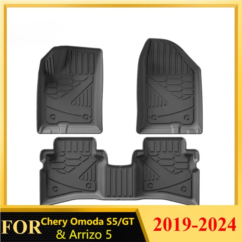 Автомобильный коврик на заказ 3D TPE для Chery Omoda S5/GT и Arrizo 5 2019-2024, полный комплект из 5 сидений, водонепроницаемые противоскользящие коврики, легко чистится