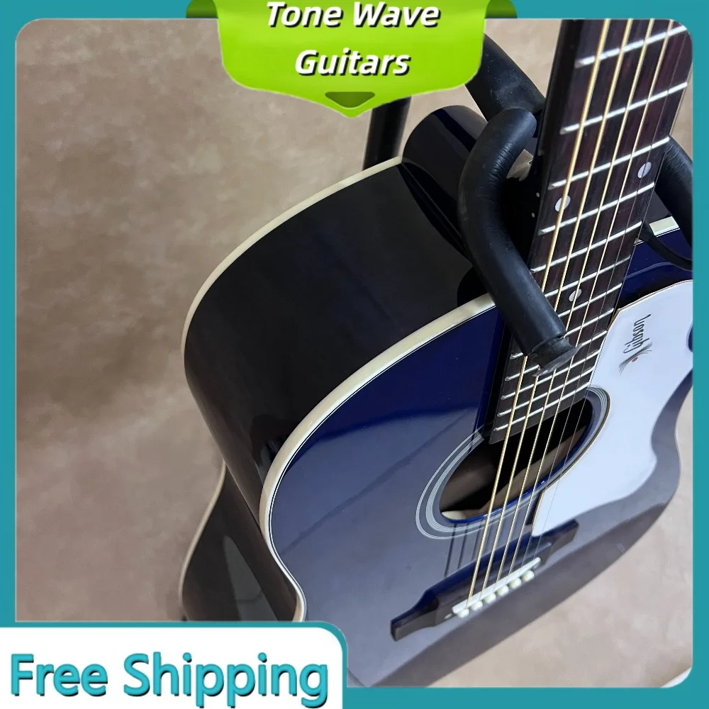 New J45 41Inch Acoustic Guitar Rosewood Fingerboard 6 Strings Picea Asperata Body Blue Handcrafted Valentine Gift Unisex