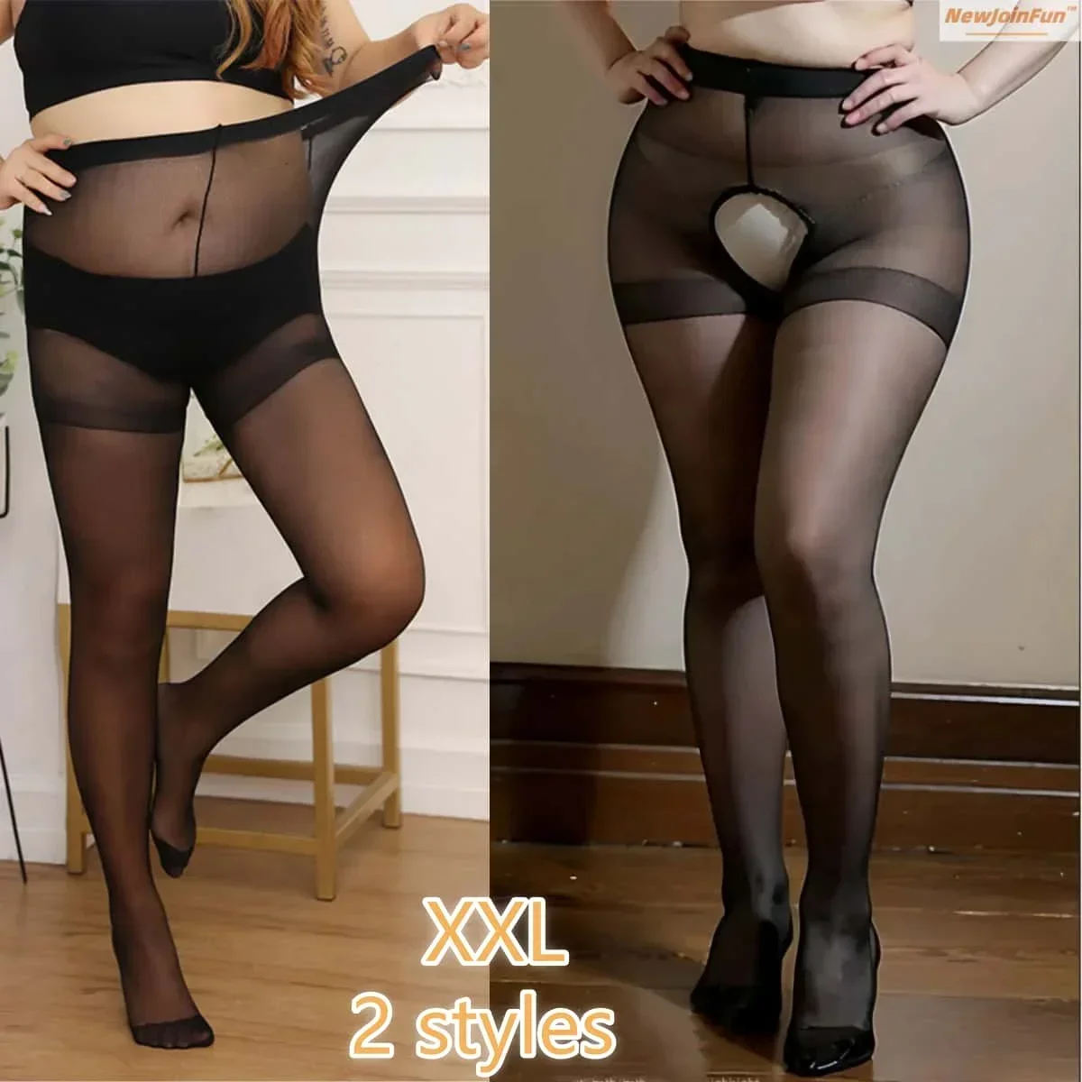 NewJoinFun Elastic Large Size Fat Women Nylon Sheer Pantyhose Solid Thin Breathable Sexy Female Tights Stockings 15D