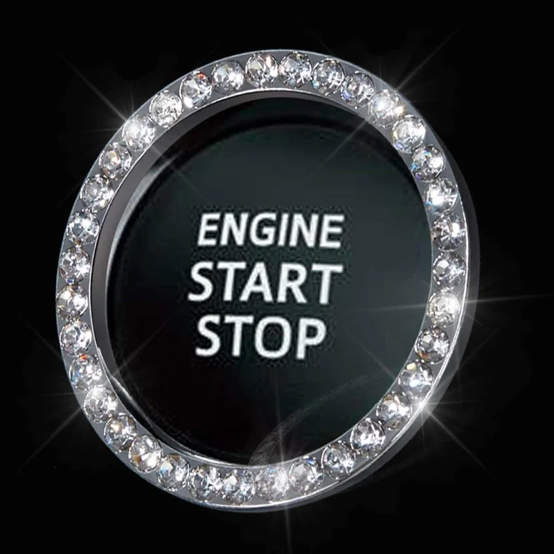 Car Accessories One-button Start Button Decorative Ring Diamond-encrusted Crystal Ignition Ring Sticker Car Accessories