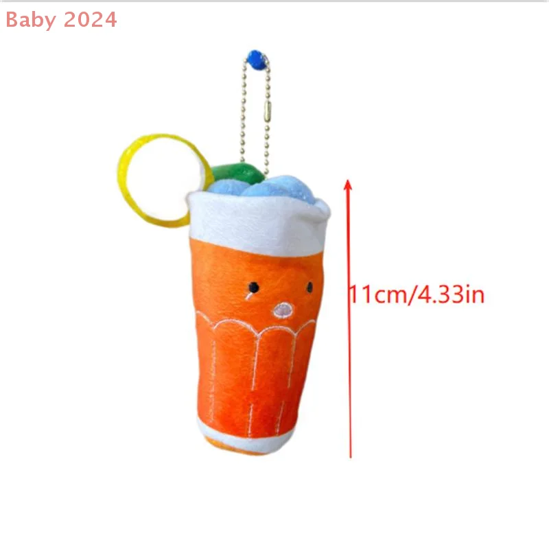 1/2PCS schattige oranje bosbes koude drank pluche pop knuffel sleutelhanger rugzak hanger tas cadeau