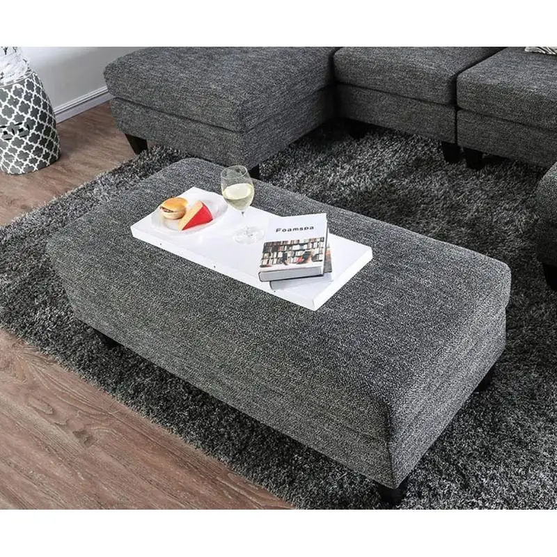 

Contemporary Chenille Ottoman in Gray Color, 1pc Plush Seat for Living Room Furniture, Stylish Home Décor