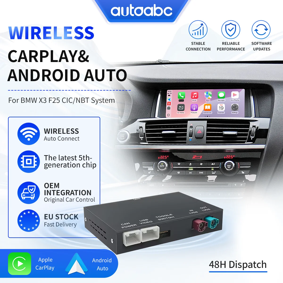BezprzewodowyinterfejsCarPlayAndroidAuto,modułdekoderadosystemuBMWNBTCICF20F21F25F26F10F11X1X3X4X5X6serii1-7zfunkcjąMirrorLink,Bluetooth,GPSimultimedią.-AliExpress34