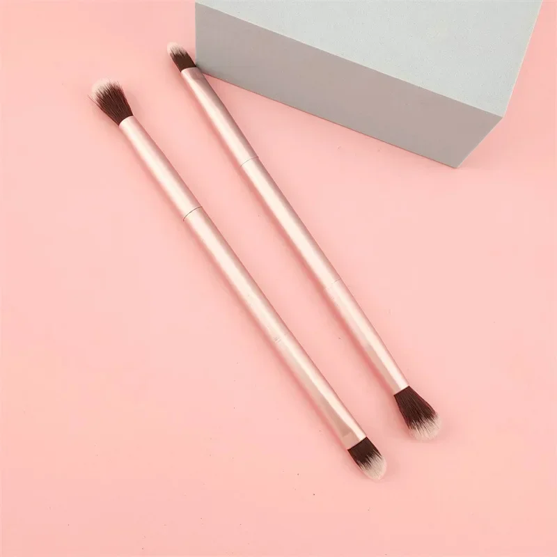 All Aluminum Tube Double Head Makeup Brushes Eyeshadow Brush + Nose Profile Brush Single Highlight/highlight Brush