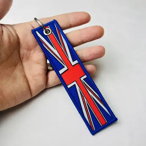 자동차 열쇠 고리 패브릭 영국 국기 짠 라벨 엠블럼 Keychian 영국 키 태그 가제트 재규어 랜드 로버 미니 MG 액세서리