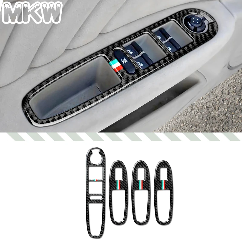 Para Alfa Romeo 159 Brera Spider 2004-2011, Adhesivo de Panel de Ajuste de Botones de Elevación de Ventanas de Coche, de Fibra de Carbono Suave, Accesorios Interiores