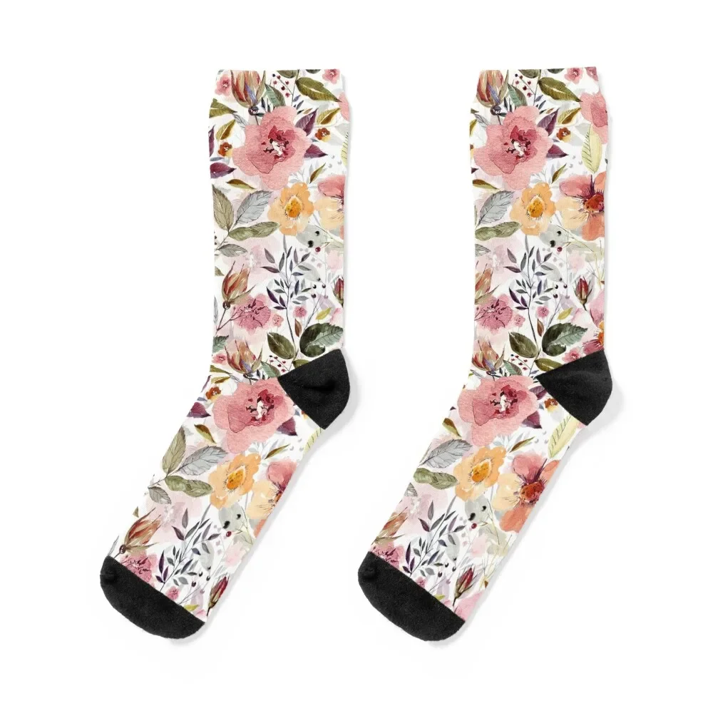 

Forest Watercolor flowers Socks custom Heating sock christmas gift Socks Man Women's