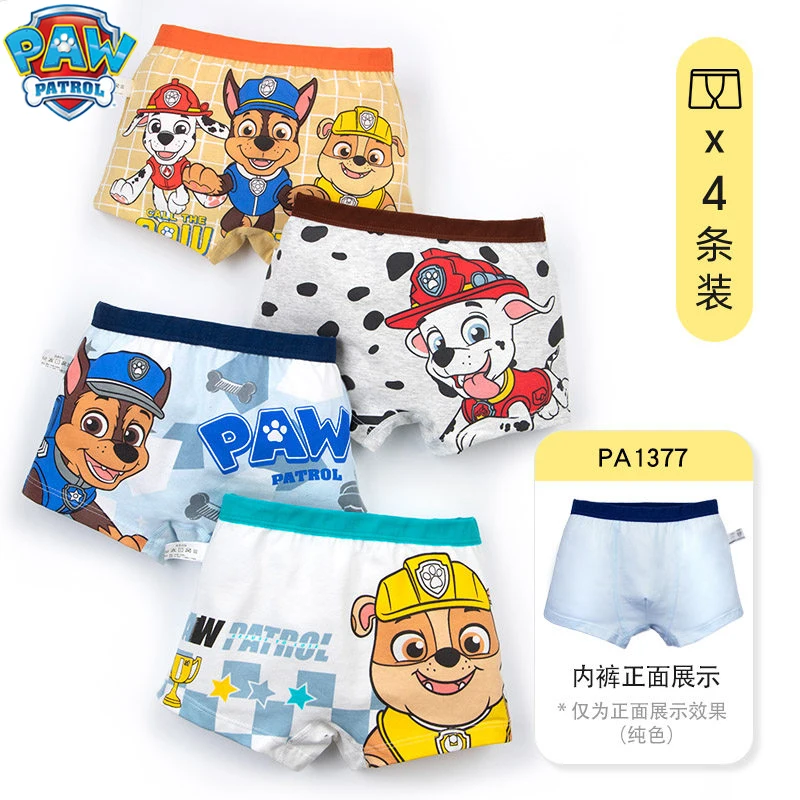 4PCS/SET Genuine Paw Patrol Boys Undepants Cotton Breathable Underwear 3-7-9-10-year-old kids Four Corner briefs Children Gift