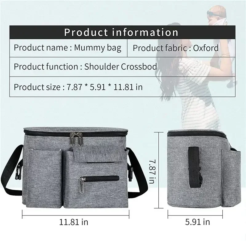 Functional Waterproof Travel Baby Stroller Hanging Bag Organizer Carrying Case Detachable Stroller Storage Bag With Wipe Pocket