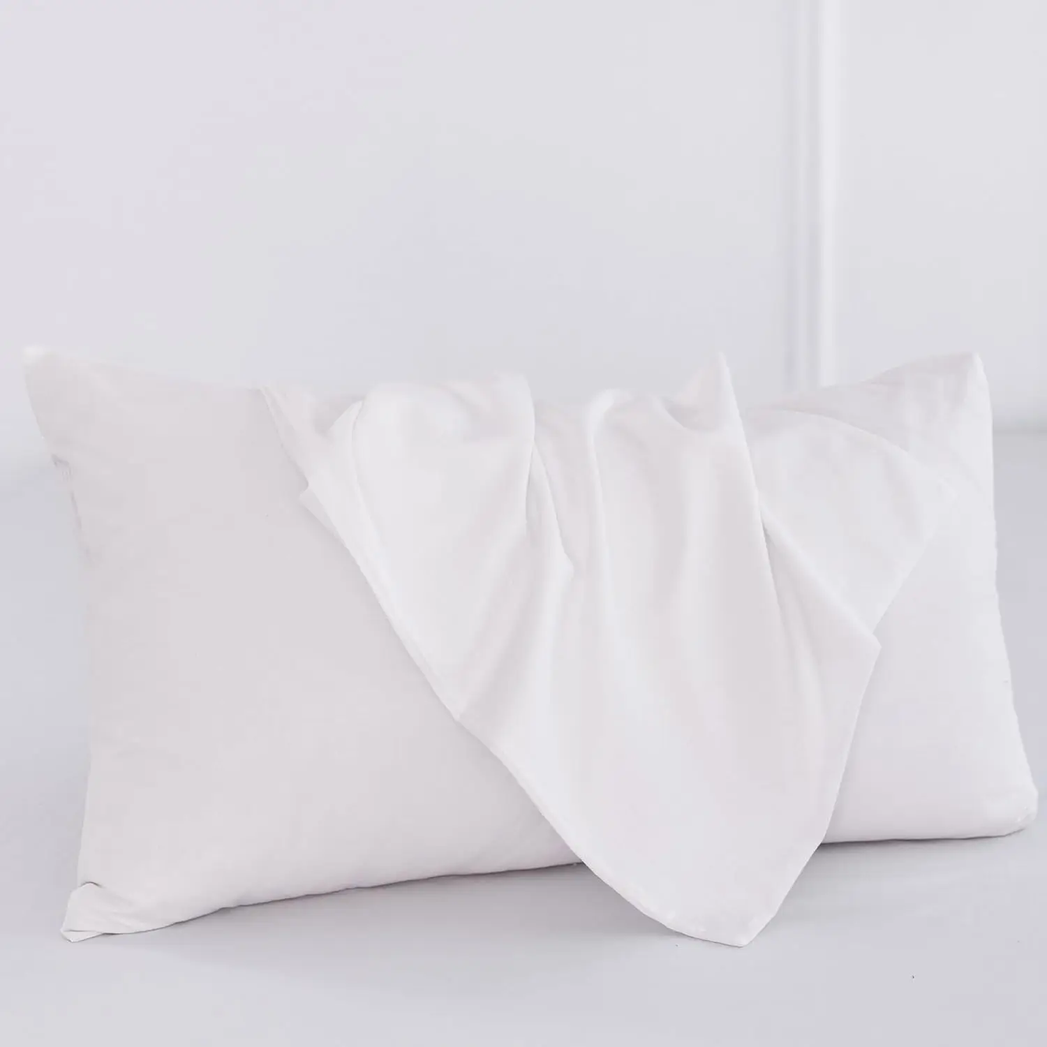 Bedding No Inserts Standard Pillowcases Pack of 1 100% Washed Cotton Linen Like Textured Breathable Durable Soft Solid White