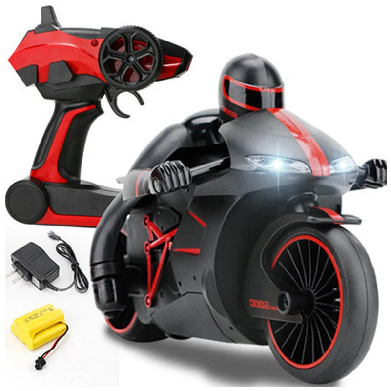 2.4G Radio RC Rechargeable Motorcycle With Cool Light High Speed RC Motorbike Kid Stunt Remote Control Motorcycle Model Toy Gift