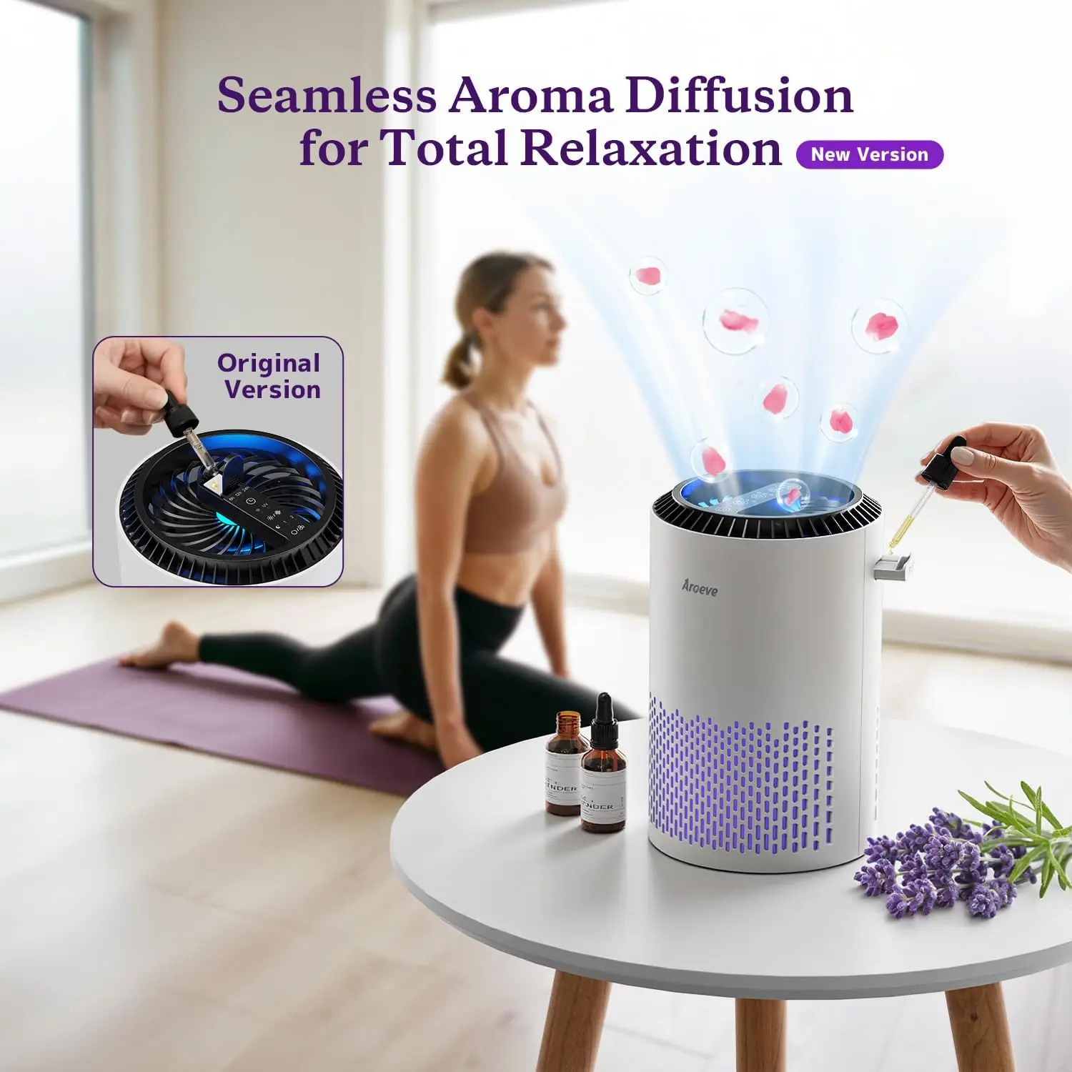 Air Purifier for Bedroom, 3-Layer Filter for Smoke Pollen Allergies, Quiet Sleep Mode, Energy Saving with Timer