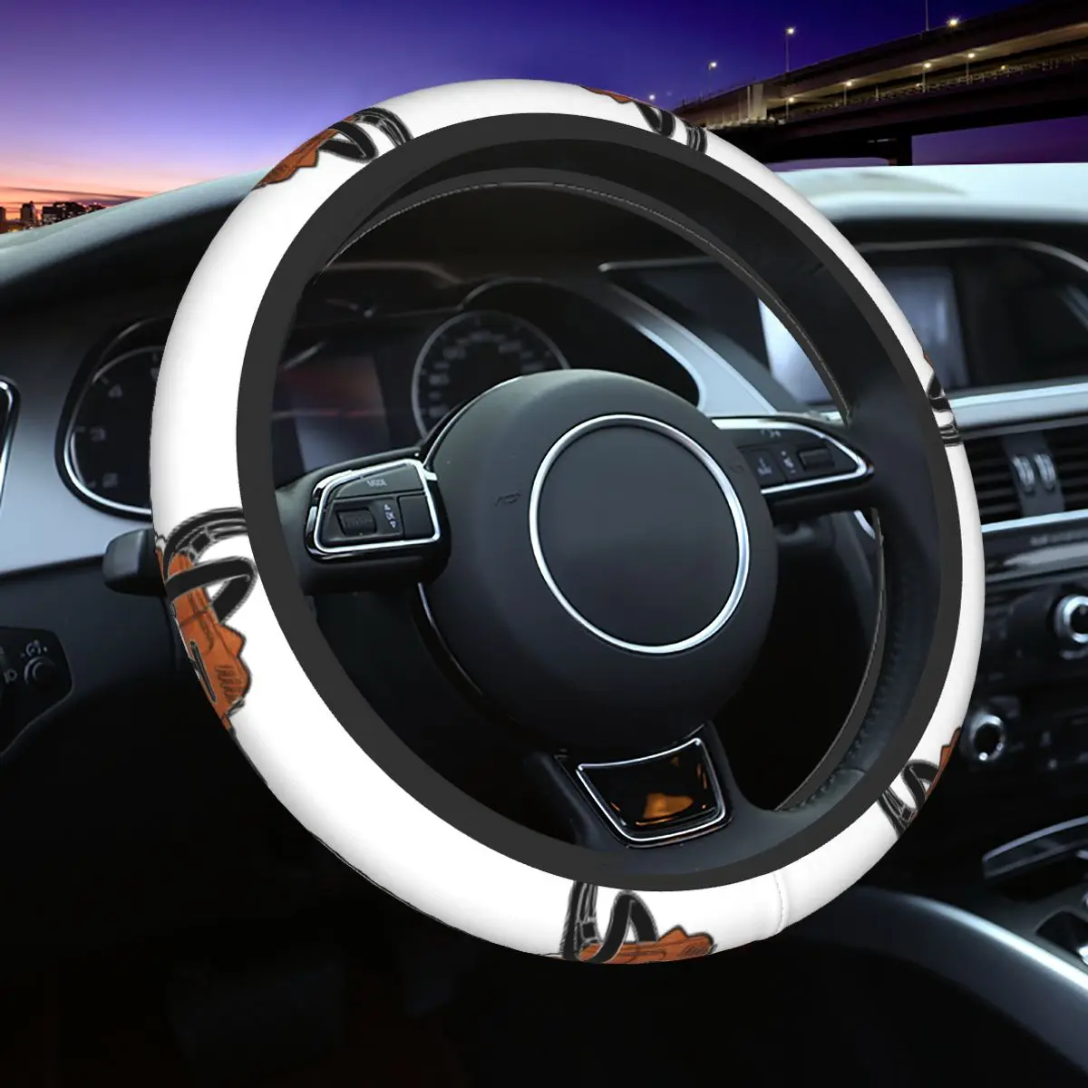 

Car Steering Wheel Cover Electric Tool Car Covers Suite Stihls Logo Breathable Print Auto Accessories for 14.5-15Inches