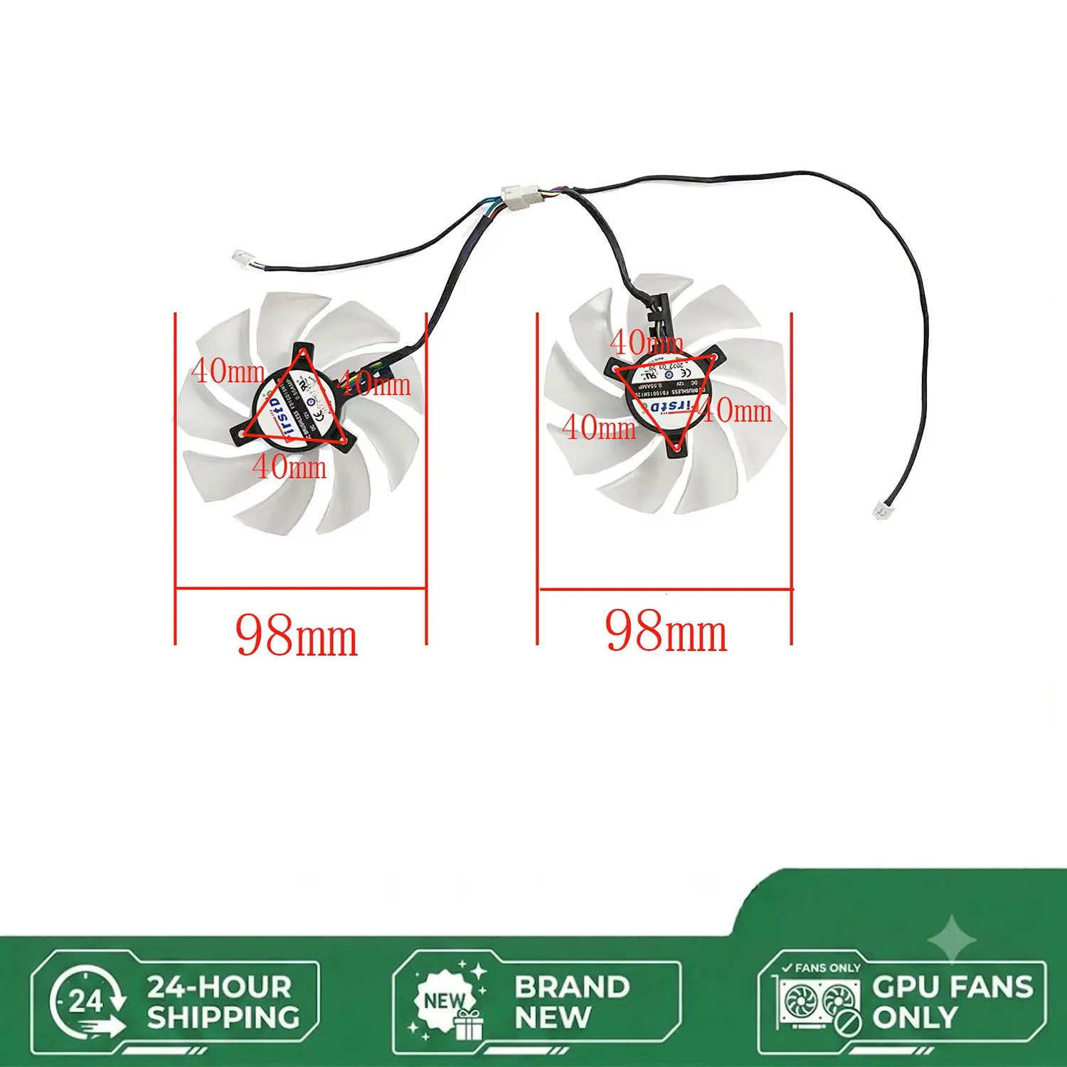 NEW For Dilancai Hellhound Sakura AMD Radeon™ RX 6650 XT 8 GB GDDR6 Graphics Card 98MM 4PIN FD10015H12D GPU Fan