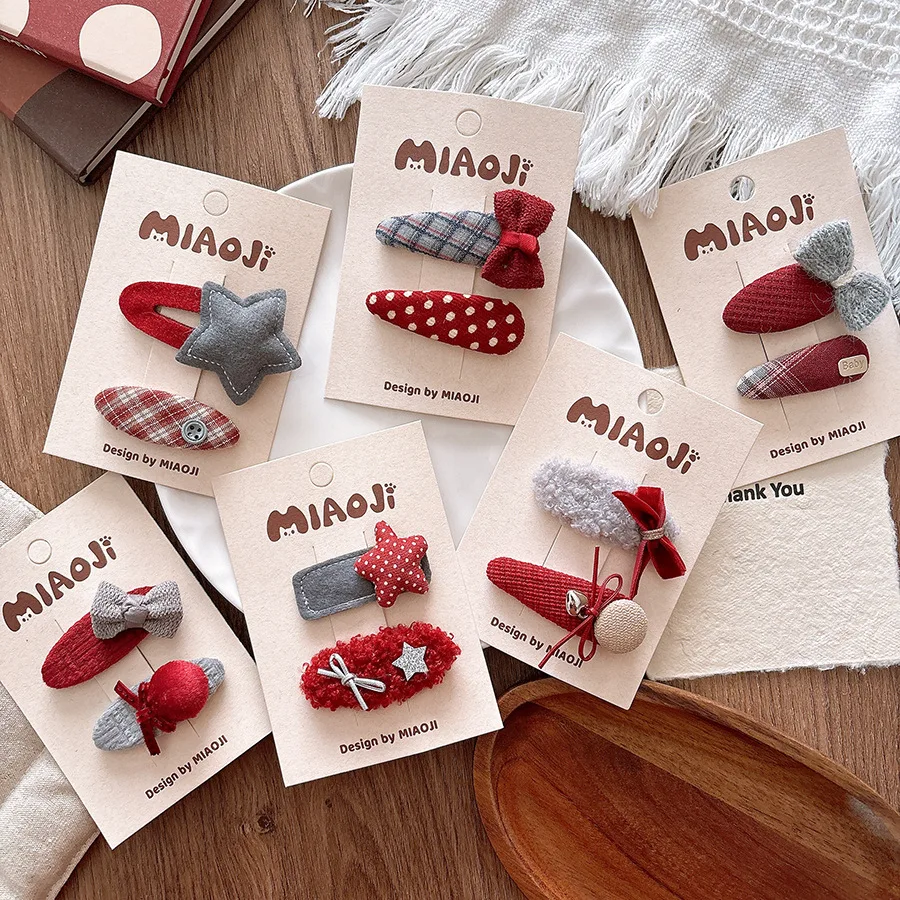 

New Korean Version of Sweet and Versatile Pink Fabric Plaid Children's Hairpin Bb Clip Girl Bangs Hairpin Hair Accessories