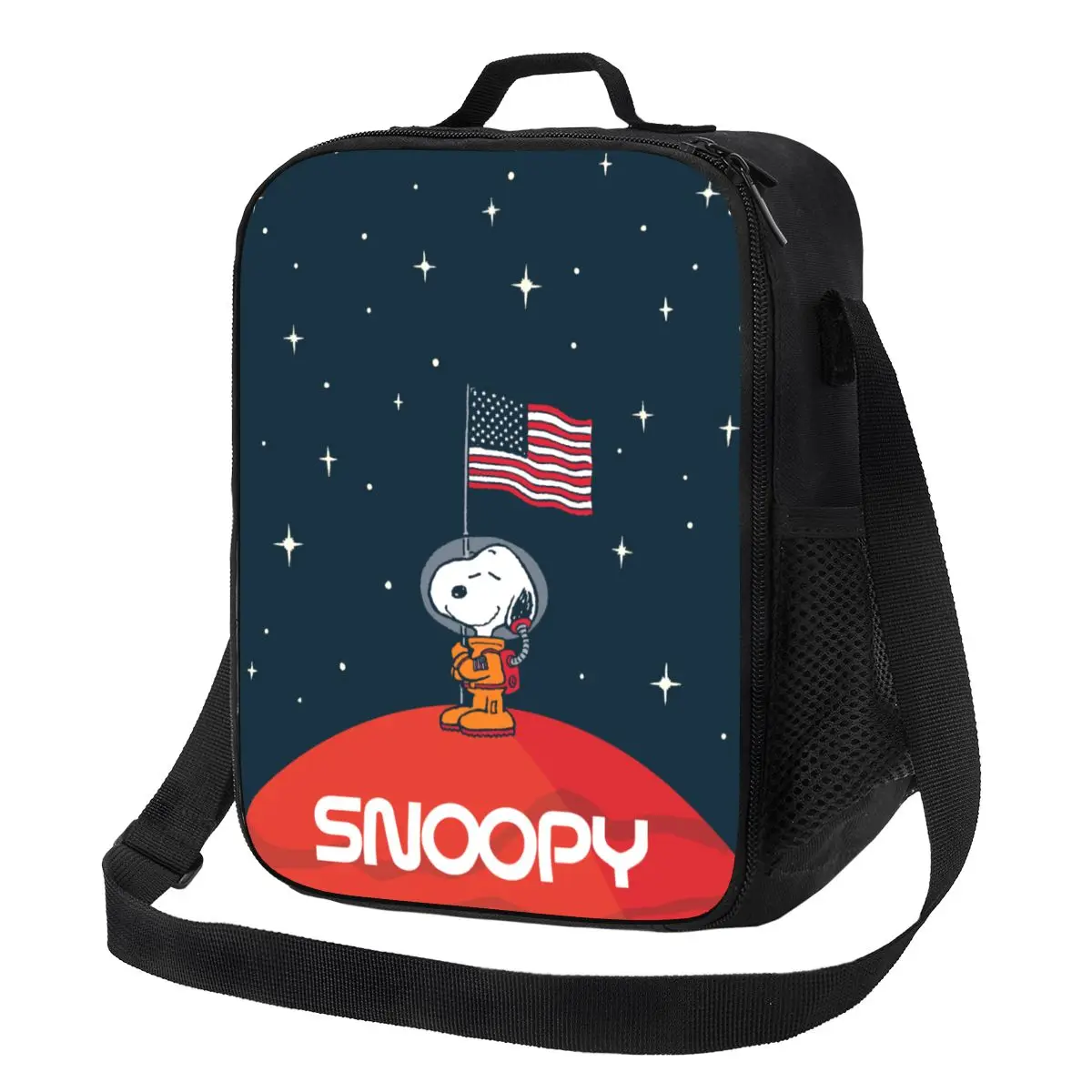 Custom American Astronaut Snoopy Lunch Boxes for Women Beagle Dog Cooler Thermal Food Insulated Lunch Bag Kids School Children