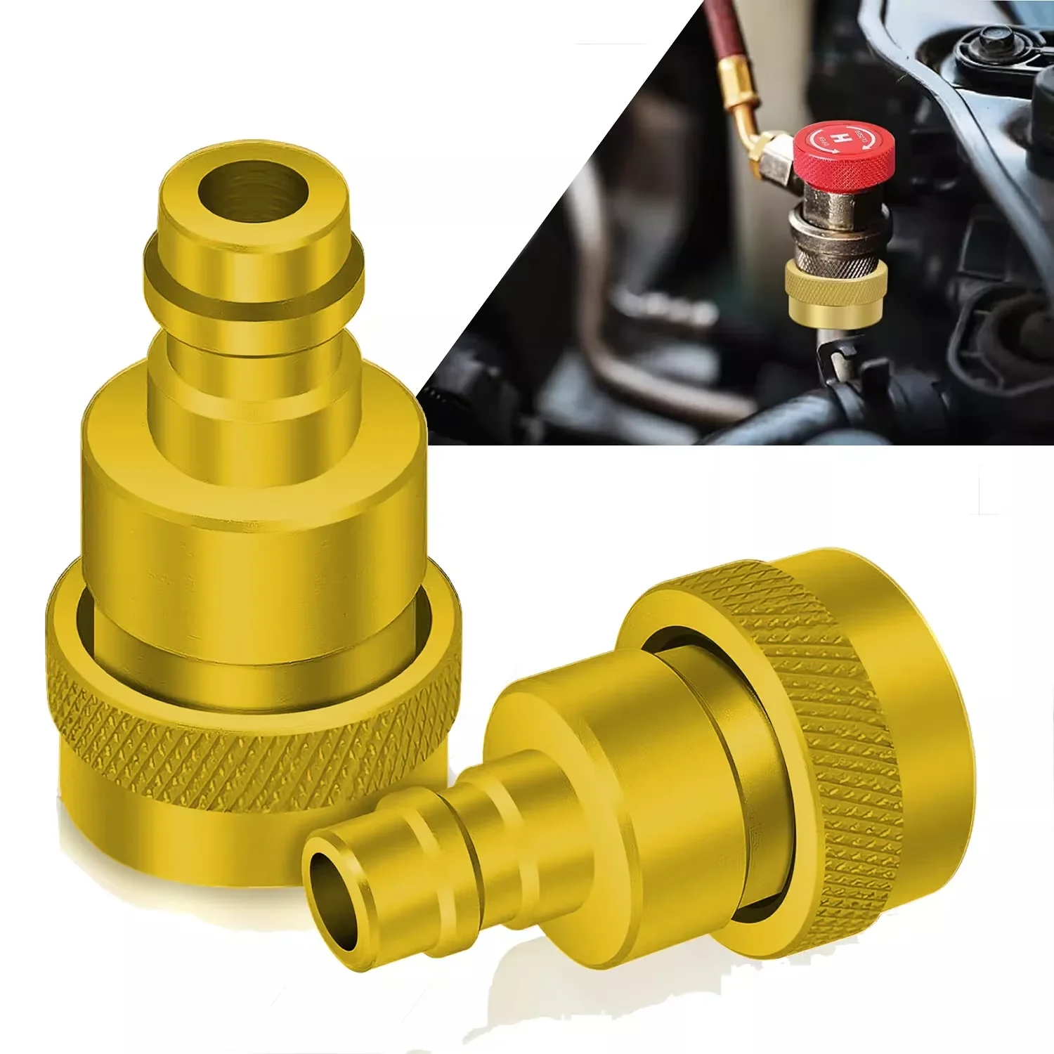 

2Pcs A/C Quick Couplers Kit Adapter Adjustable For R134A to R1234YF High Low Side Connection For Air Conditioner Accessories