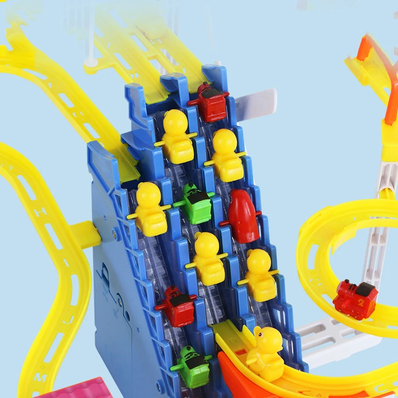Electric Duck Climbing Stairs Toy Children Roller Coaster Toy Set Electric Light Music Amusement Climb Stairs Track Toy