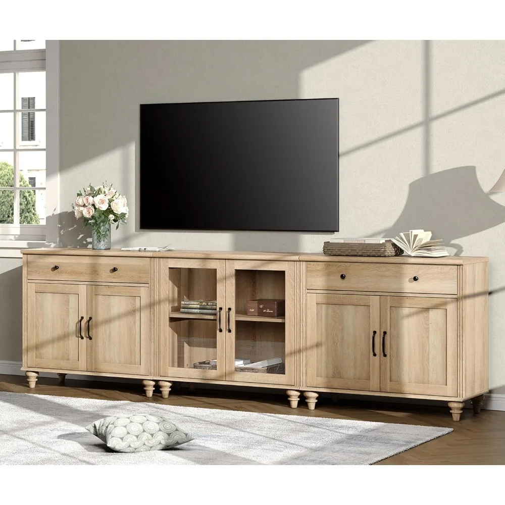 

Farmhouse TV Stand for 100 Inch TV, 3-in-1 TV Console Table for 75/80/85/90 Inch TV, Entertainment Center