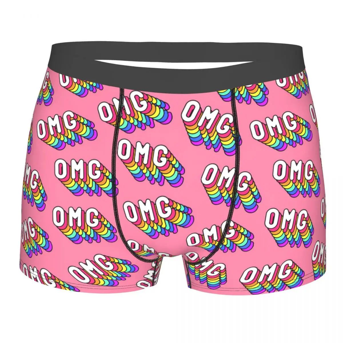 Seamless Pattern With Words OMG Pink Underpants Breathbale Panties Male Underwear Print Shorts Boxer Briefs