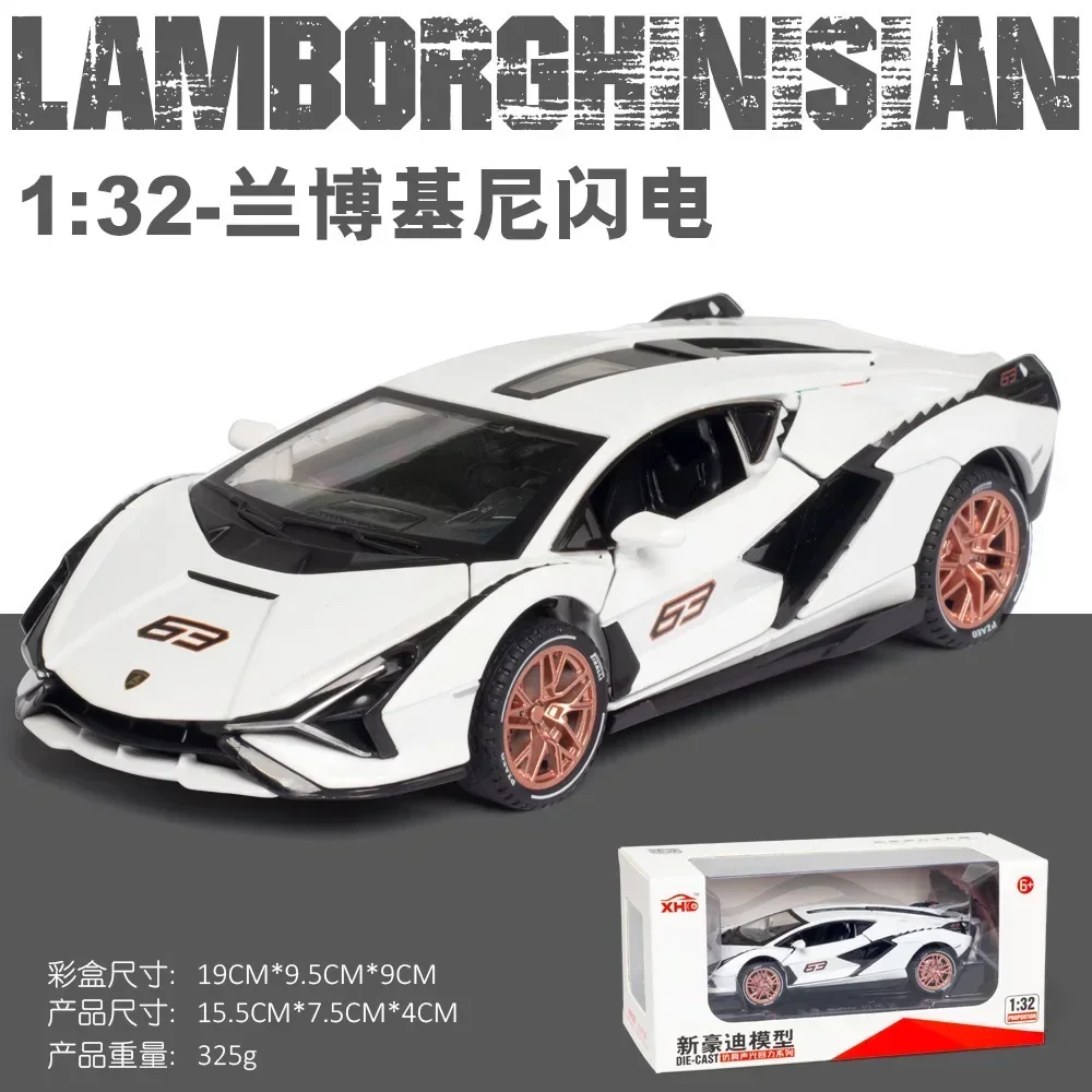 1:32 Lamborghini Sian Sports Car Simulation Diecast Metal Alloy Model car Sound Light Pull Back Collection Kids Toy Gifts A243