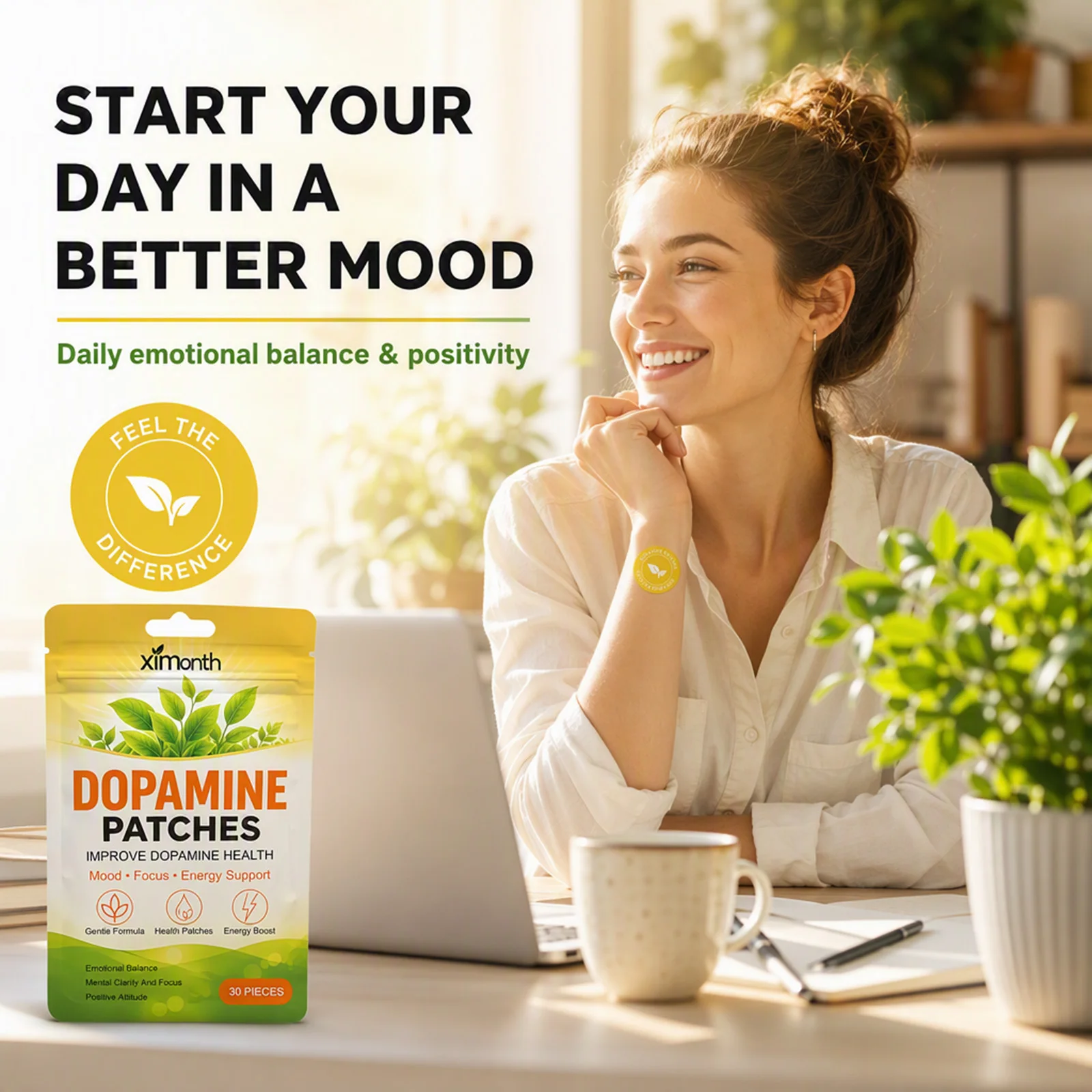 Dopamine Patches Instant Mood & Focus Enhancement Vitality Boost Concentration Aid Wellness for Men and Women Body Care Patch