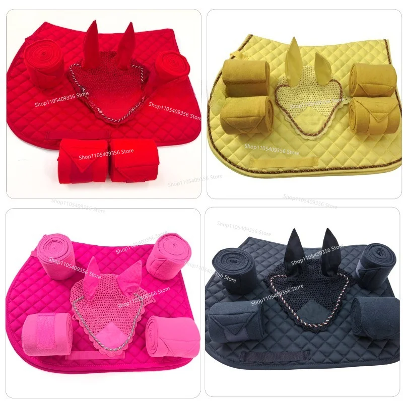 Horse Earmuffs, Horse Leggings, Saddle Pads, Sweat, Anti-flying Insect Earmuffs for Drawer Horses, for Speed Races